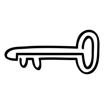 Key, continuous line art, simple vector hand draw sketch Stock Illustration