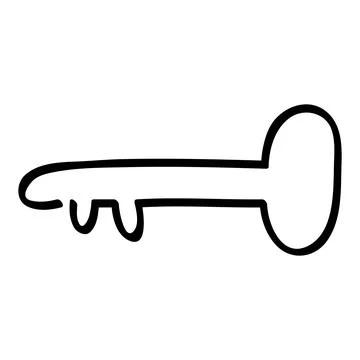 Key, continuous line art, simple vector hand draw sketch Stock Illustration