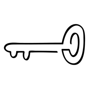 Key, continuous line art, simple vector hand draw sketch Stock Illustration