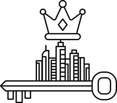 A key with a crown on top of it Ilustración de archivo