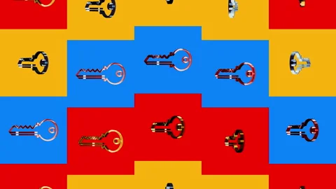 Key cyber security multiple 3d golden symbols Stock Footage 328816767