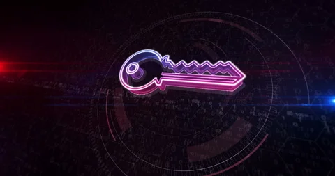 Key cyber security symbol cyber sign looped Stock Footage 329251976