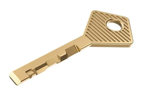 A key for a disk tumbler lock, 3D rendering Illustrazione stock
