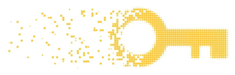 Key Dissolving Pixel Icon Stock Illustration