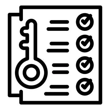 Key document icon outline vector. Loan application Stock Illustration