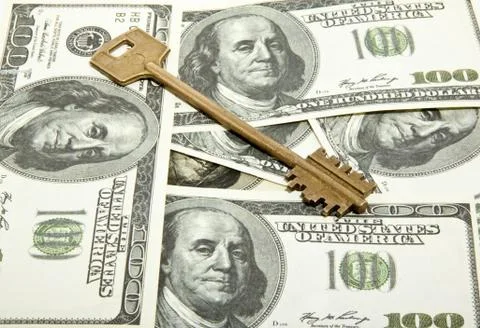 Key on dollars Stock Photos