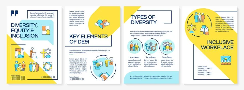 Key elements of dei blue and yellow brochure layout イラスト素材