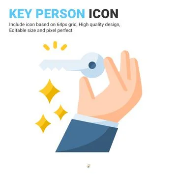 Key employee icon vector with flat color style isolated on white background Stock Illustration
