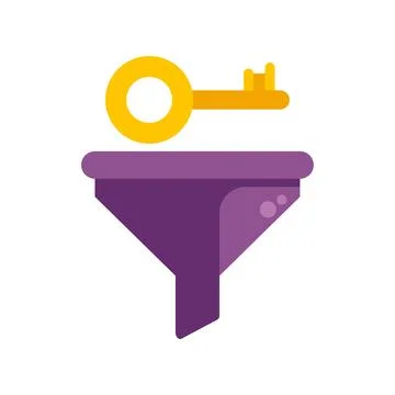 Key entering a funnel for solution filtering Stock Illustration