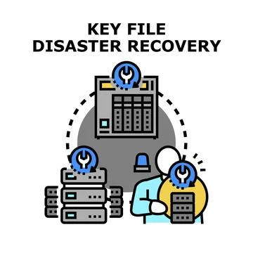 Key file disaster recovery system admin concept Stock Illustration