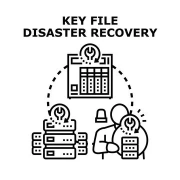 Key file disaster recovery system admin concept Stock Illustration