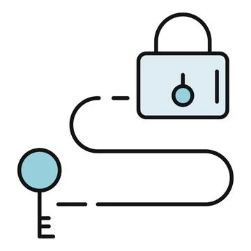 Key finding path to unlock padlock security Stock Illustration