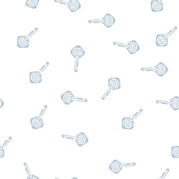 Key with fingerprint scanner glyph vector seamless pattern Stock Illustration