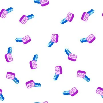 Key with fingerprint scanner isometric icon seamless pattern Stock Illustration