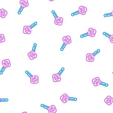 Key with fingerprint scanner vector seamless pattern Stock Illustration