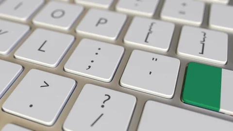 Key with flag of the Republic of Ireland on the computer keyboard switches to Stock Footage 109212839