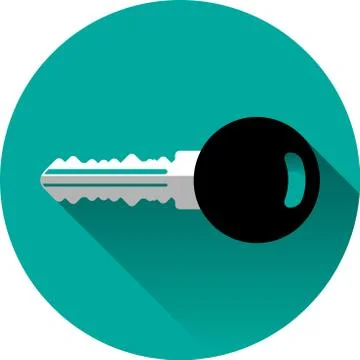 Key in flat design style with shadow can use as web icon Stock Illustration