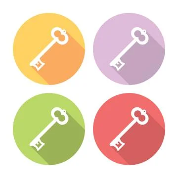 Key Flat Icons Set Stock Illustration
