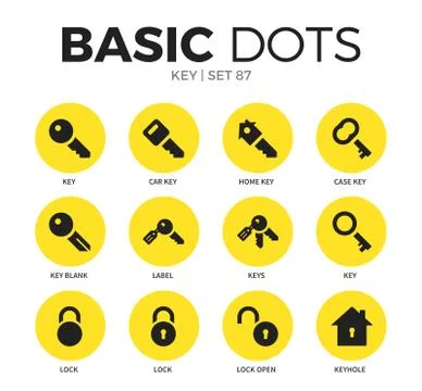 Key flat icons vector set Stock Illustration