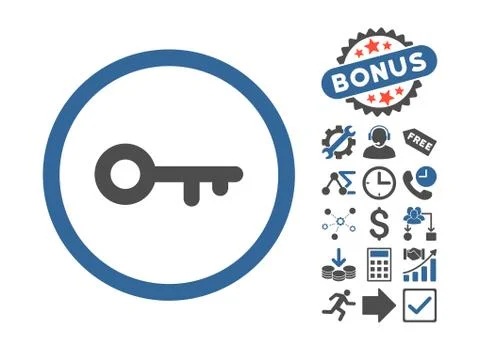 Key Flat Vector Icon With Bonus Stockillustratie