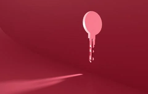 Key floating on pastel background concept beauty clipart Illustrazione stock