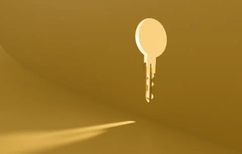 Key floating on pastel background concept beauty clipart Stock Illustration