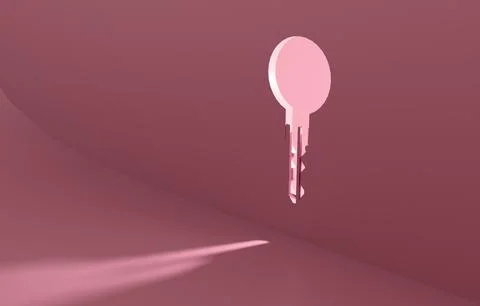 Key floating on pastel background concept beauty clipart Illustrazione stock