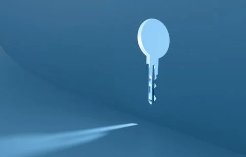 Key floating on pastel background concept beauty clipart Illustrazione stock