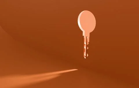 Key floating on pastel background concept beauty clipart Illustrazione stock