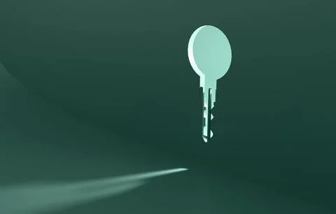 Key floating on pastel background concept beauty clipart Stock Illustration