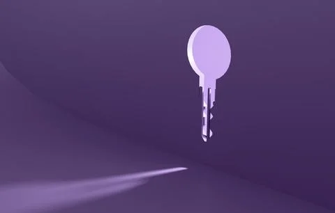 Key floating on pastel background concept beauty clipart Stock Illustration