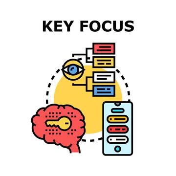 Key focus concept with brain, eye, and mobile technology Stock Illustration
