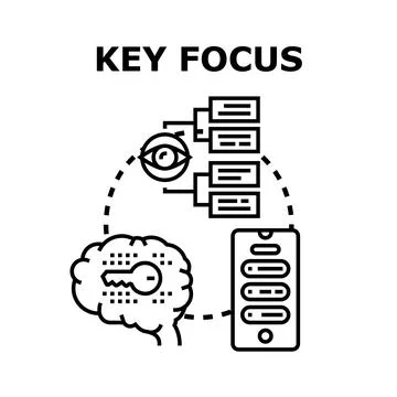 Key focus concept with brain, eye, and mobile technology Stock Illustration