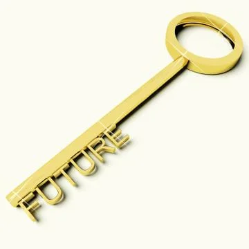 Key with future text as symbol for destiny or evolution Illustrazione stock
