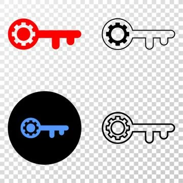 Key Gear Vector EPS Icon with Contour Version Illustrazione stock