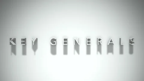 Key generals 3D title animation white text on a white background Stock Footage 299429137