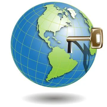 Key in globe Stock Illustration