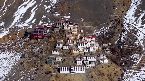 Key Gompa Buddhist Monastery, Aerial Shot Stock Footage 331430383