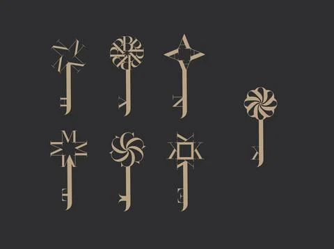 Key graphic art collection black Stock Illustration