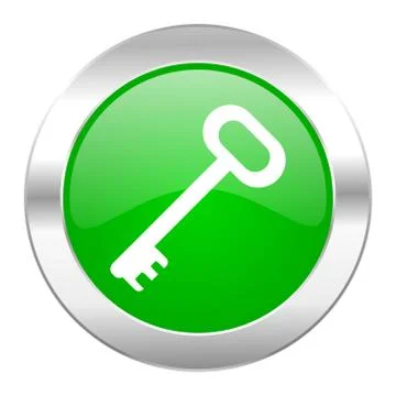 Key green circle chrome web icon isolated. Ilustración de archivo