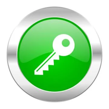 Key green circle chrome web icon isolated. Ilustración de archivo