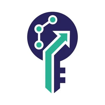 Key Growth Logo Design with Digital Finance Technology Stock Illustration