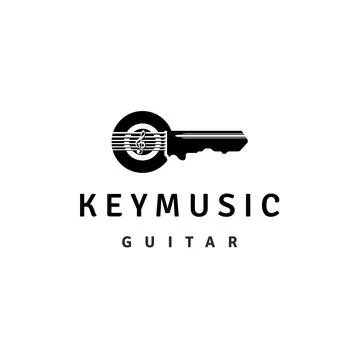 Key, guitar string with treble clef for Music logo design Inspiration Stock Illustration