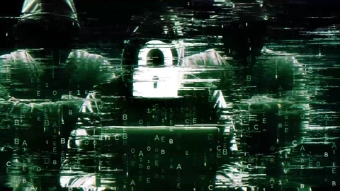 Key on Hack Screen and data matrix simulation with futuristic HUD screen Stock Footage 320897000