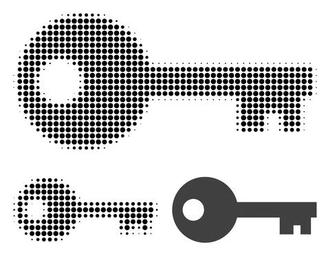 Key Halftone Dotted Icon Stock Illustration