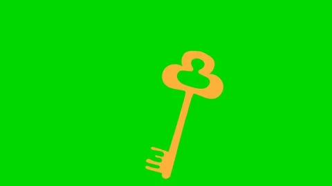 Key hand drawn green screen. floating loop animation Stock Footage 128643621