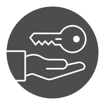 Key in hand solid icon. Providing access vector illustration isolated on white Stock Illustration