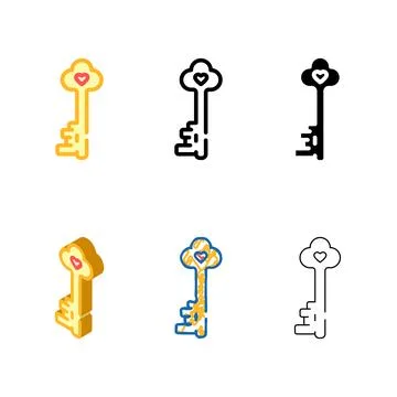 Key for heart color icon vector variants Illustration
