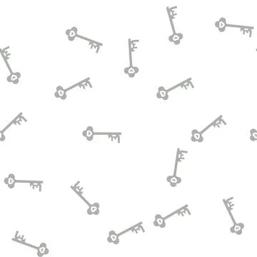 Key for heart glyph vector seamless pattern Stock Illustration