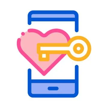 Key to Heart Icon Vector Outline Illustration Stockillustratie